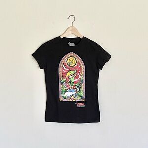 The Legend of Zelda The Wind Waker Stained Glass Black T Shirt Women’s Juniors M